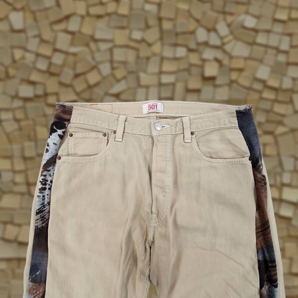 Levi's VINTAGE Levi's 501 Jeans Mens W36 L34 Ivory Straight 90s Remake Leopard Stripe Denim 5-Pocket Size US 36 / EU 52 - 1 Thumbnail