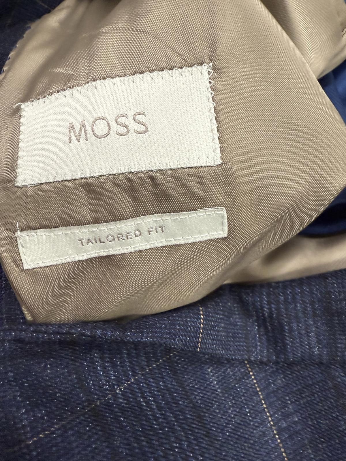Moss Moss Tailored Fit Men's Suit in Blue Check Pattern, Size 34L Size 34R - 3 Thumbnail