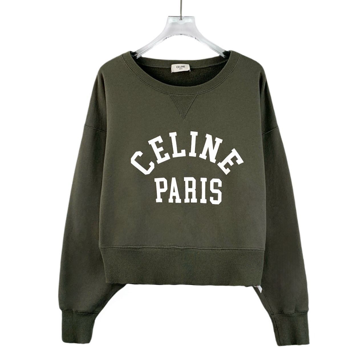 Celine Celine Paris Dark Green Cotton Round-Neck Long-Sleeve Sweats Size L / US 10 / IT 46 - 1 Thumbnail