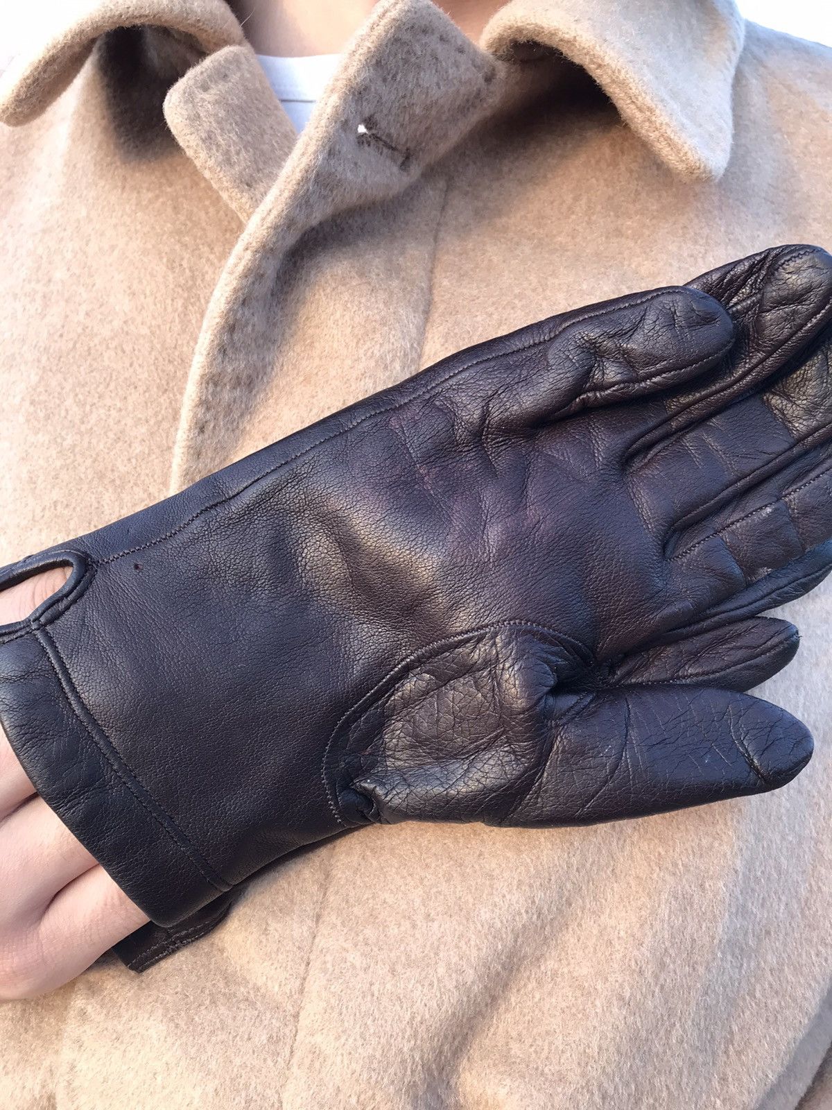 Handmade HANDMADE RABBIT FUR LINED LEATHER GLOVES Size 28 - 4 Thumbnail