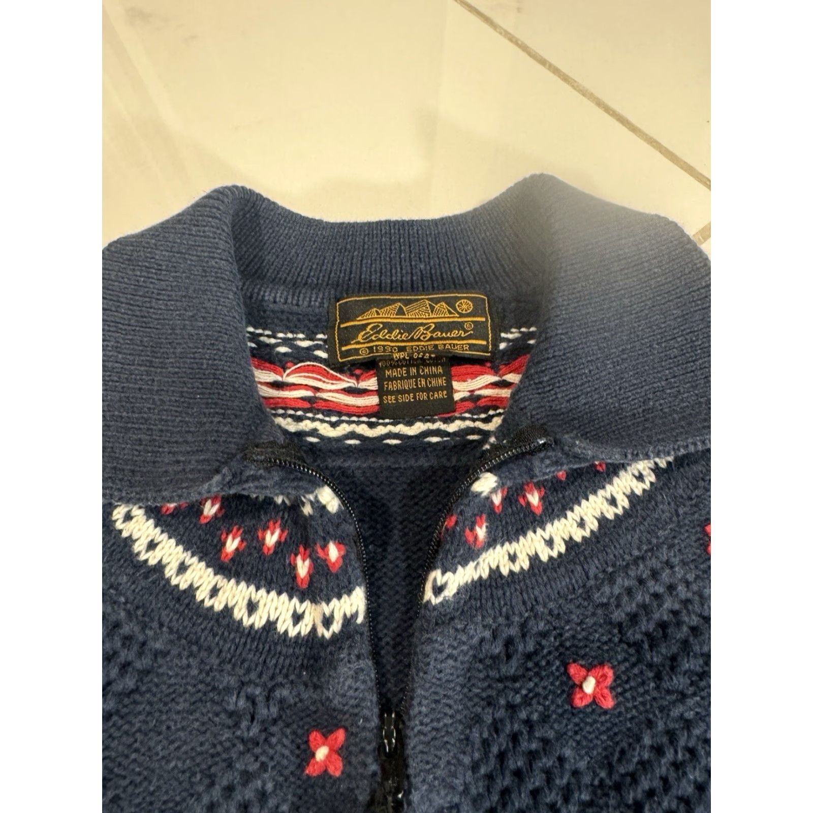 Eddie Bauer VINTAGE Eddie Bauer Full Zip Sweater Navy Blue Cotton Knit USA Size M Unisex Adults Size M / US 6-8 / IT 42-44 - 5 Thumbnail