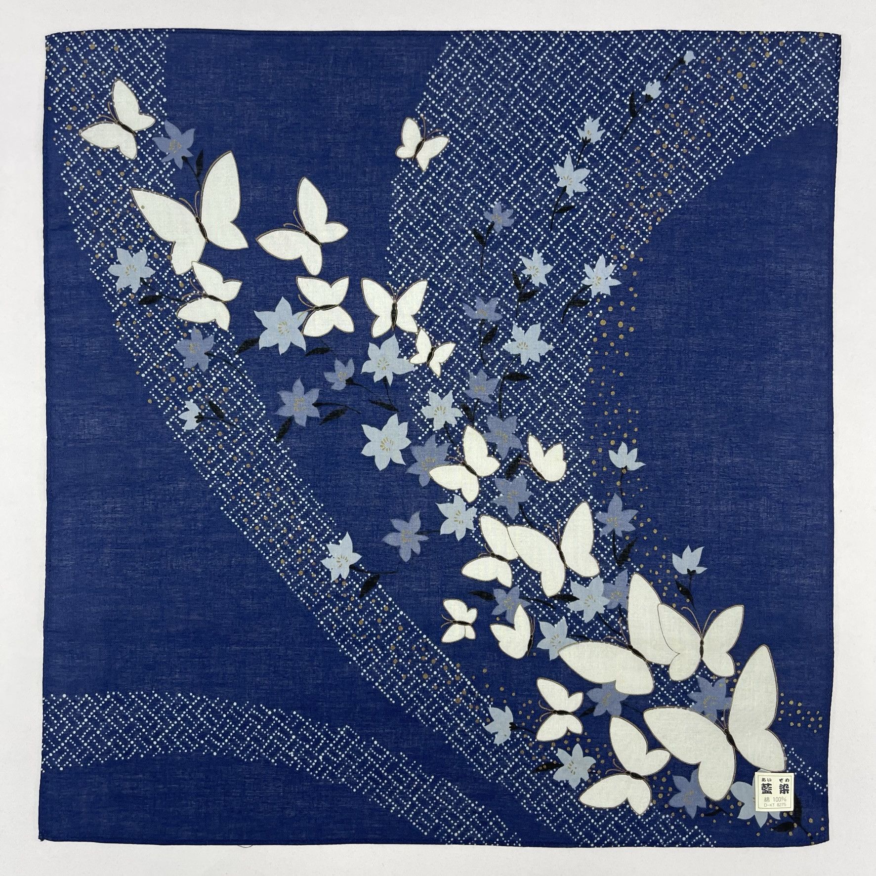 Japanese Brand Japanese Butterfly Art Indigo Dyeing Handkerchief - 5073 Size ONE SIZE - 2 Thumbnail