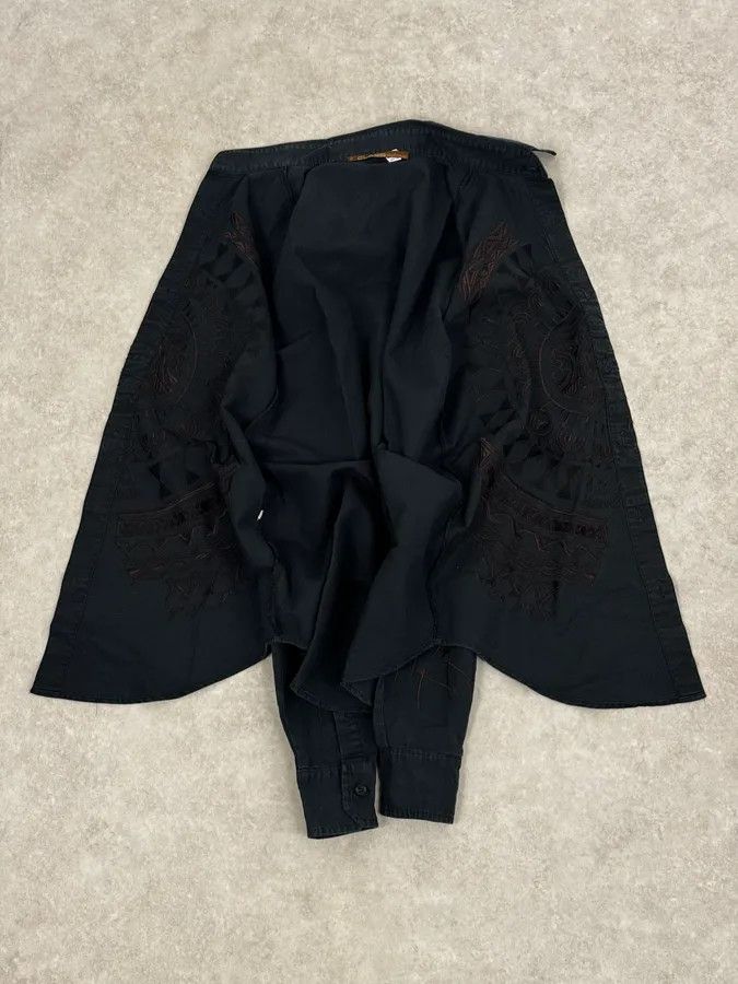 Roberto Cavalli Roberto Cavalli Black & Brown Crop Circle Embroidered Shirt Size US M / EU 48-50 / 2 - 7 Thumbnail