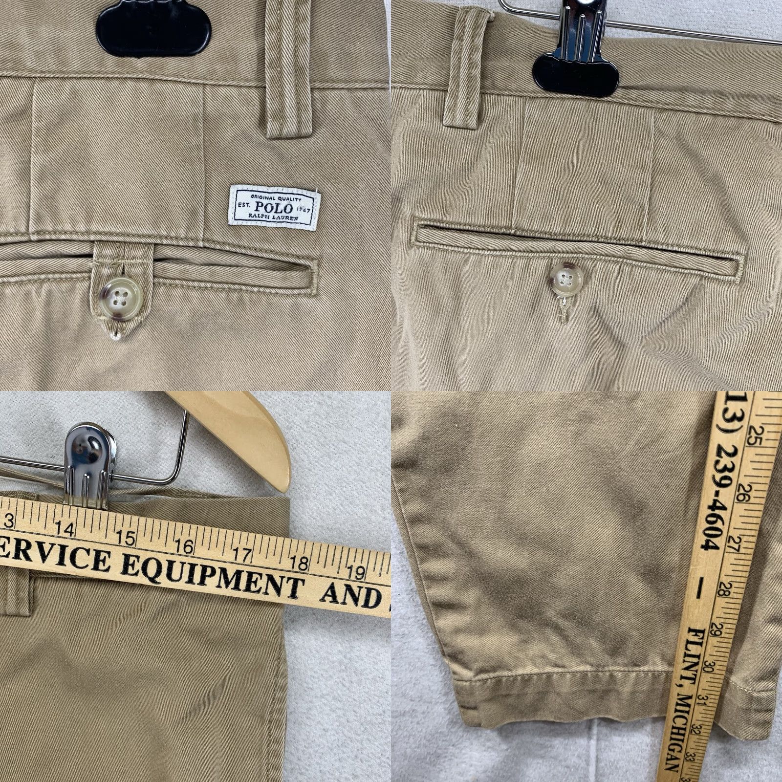 Polo Ralph Lauren Polo Ralph Lauren Bedford Chino Pants Classic Fit Cotton Twill Beige 35x31 Men's Regular Straight Front Pockets Button Zip Size US XS / EU 42 / 0 - 10 Thumbnail
