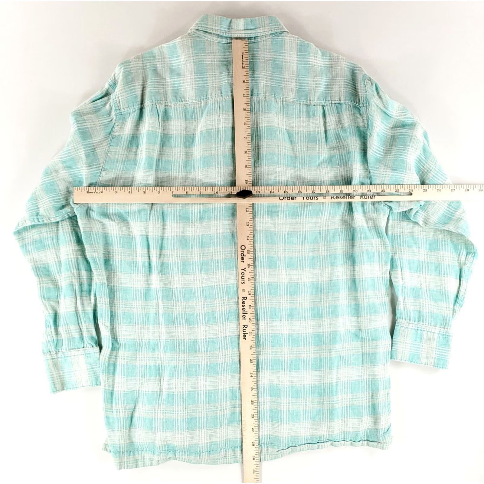 Tommy Bahama Tommy Bahama Button-Up Shirt Linen Long Sleeve Plaid Green White Mens L Size US L / EU 52-54 / 3 - 7 Thumbnail