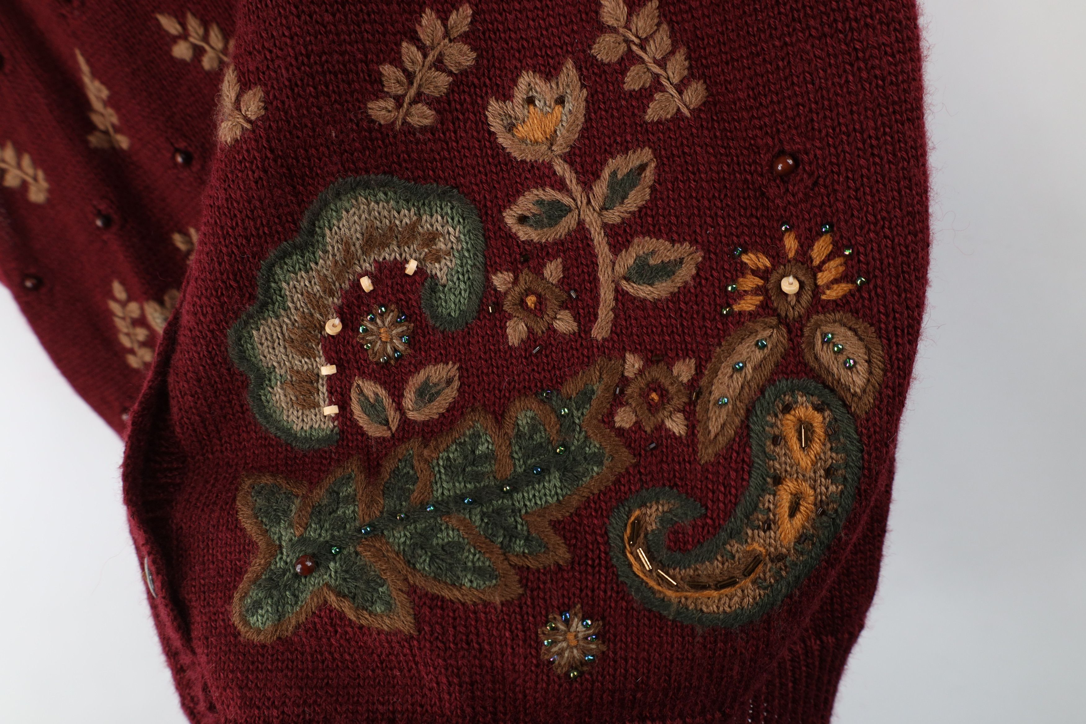 Vintage Vintage 90s Streetwear Blend Beaded Nature Leaf Sweater Vest Size L / US 10 / IT 46 - 5 Thumbnail