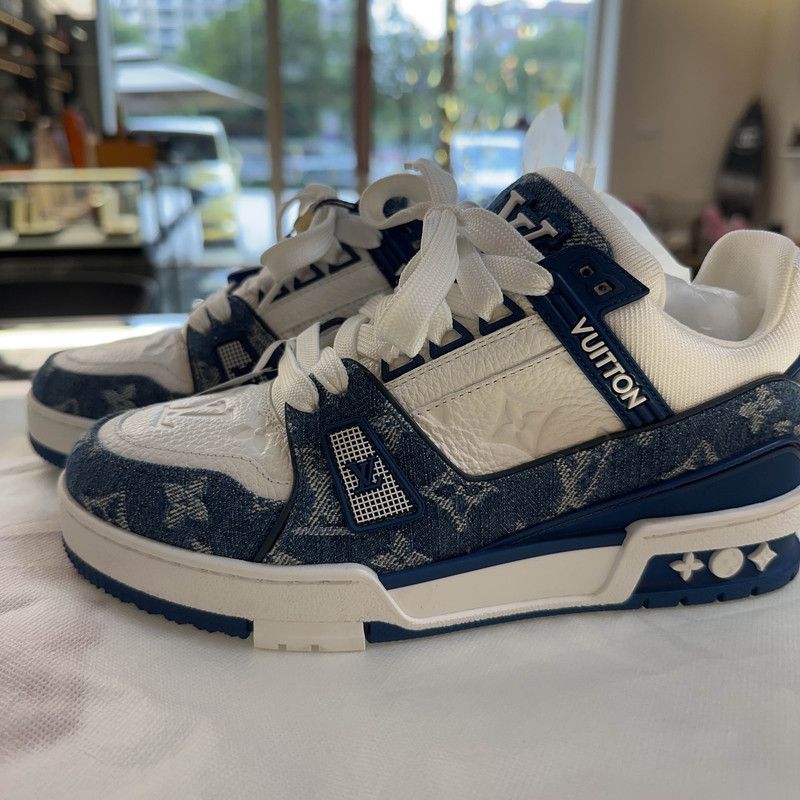 Louis Vuitton Louis Vuitton Denim-White Trainer Sneakers for Women 0079 Size US 6 / IT 36 - 1 Thumbnail