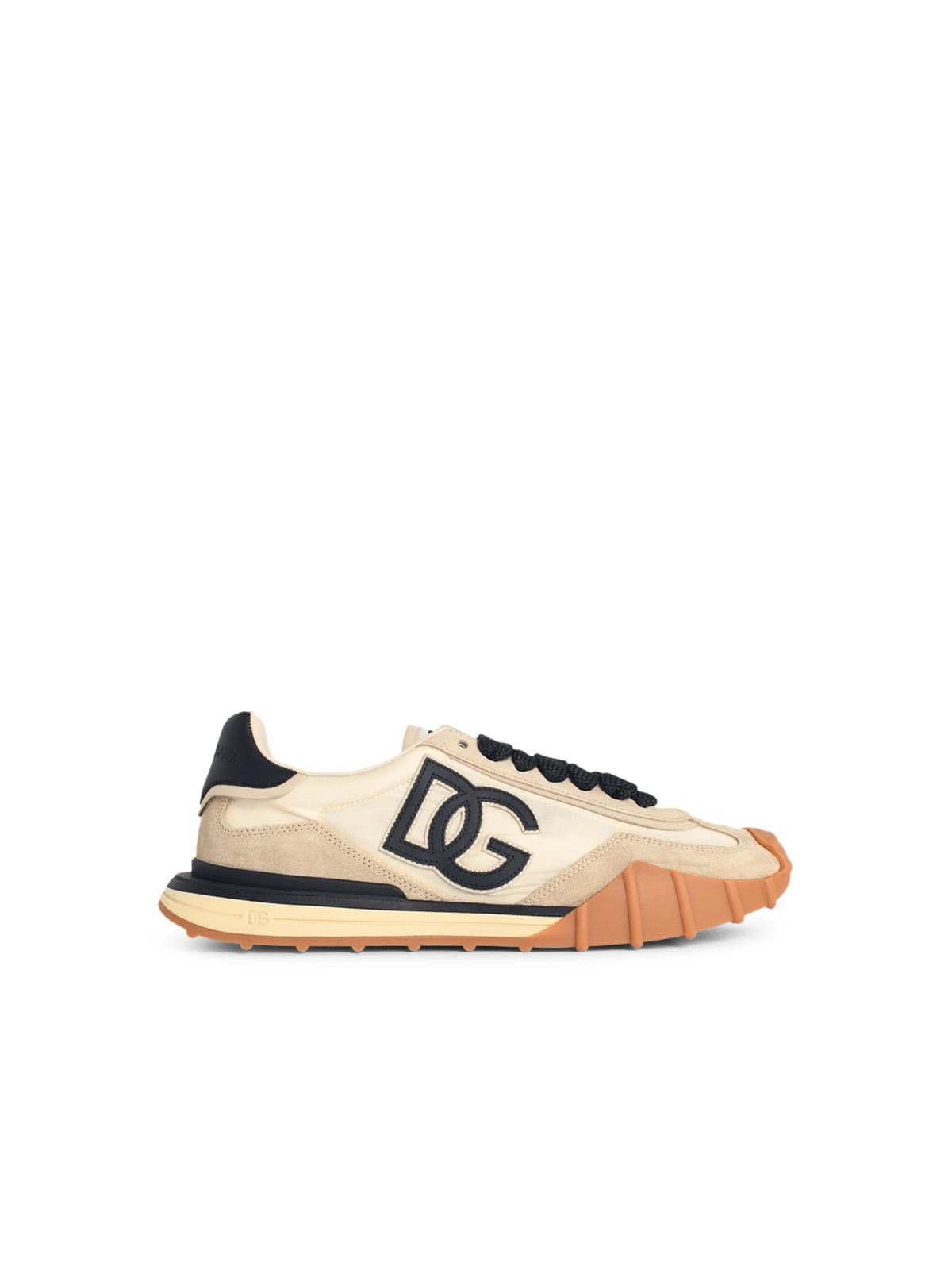 Dolce & Gabbana DOLCE & GABBANA 'Cushion' Beige Leather Blend Sneakers Size US 12 / EU 45 - 1 Thumbnail