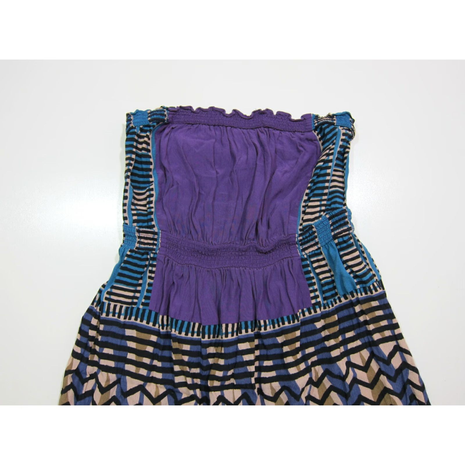 Ann Taylor Ann Taylor Loft Chevron Strapless Sun Dress Women S Purple Blue Black Chevron Pattern Sundress Small Size S / US 4 / IT 40 - 6 Thumbnail
