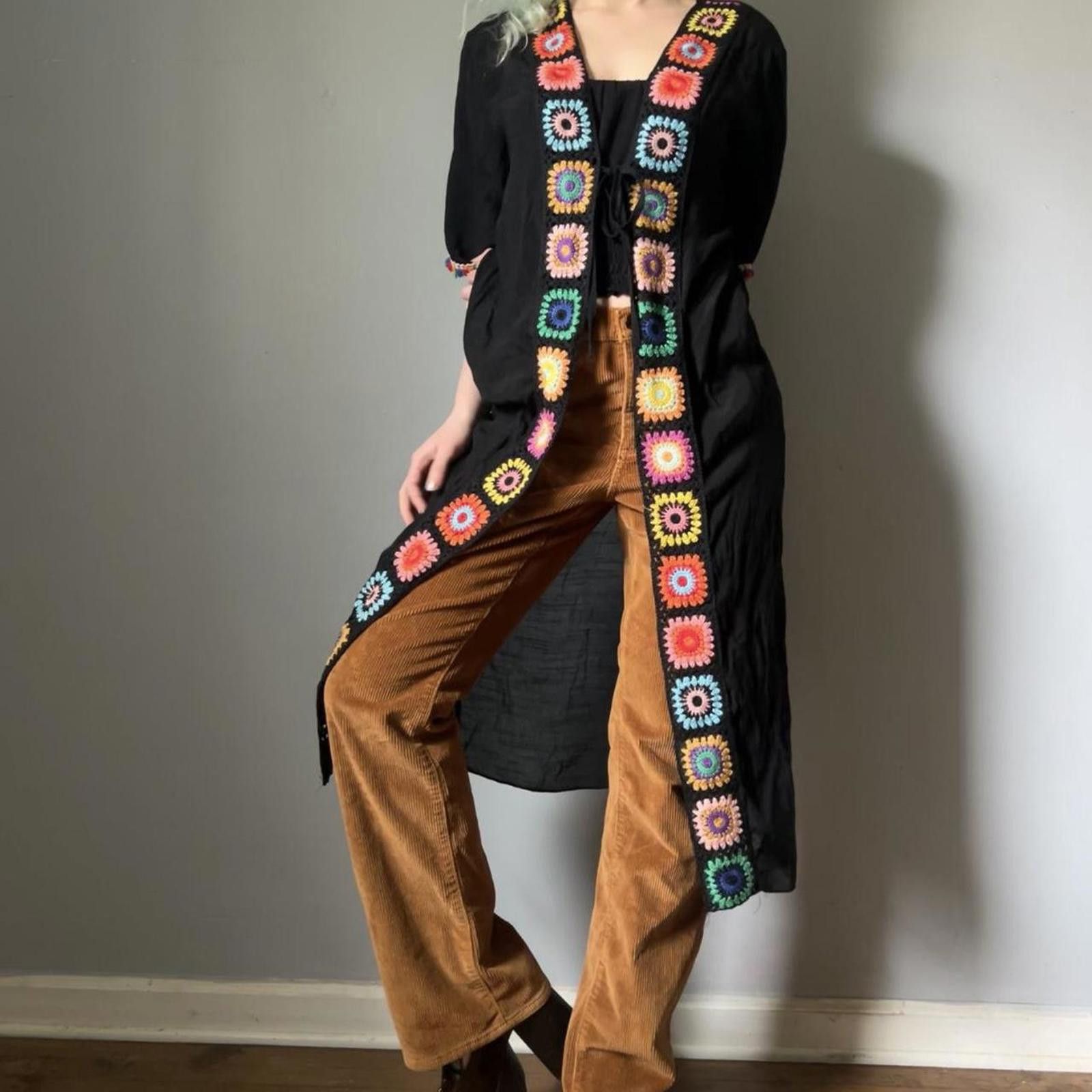 Other Boho crochet longline cardigan wrap Size S / US 4 / IT 40 - 1 Thumbnail