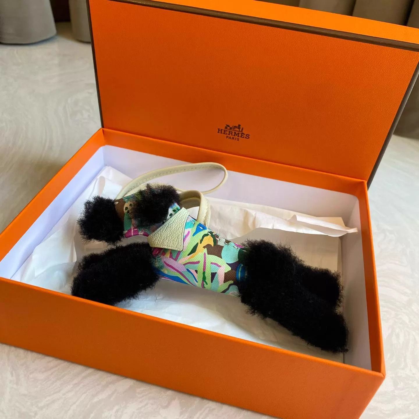 Hermes Hermes Graff Plush Dog Charm B Stamp Canvas & Lamb Wool AH372 Size ONE SIZE - 2 Thumbnail