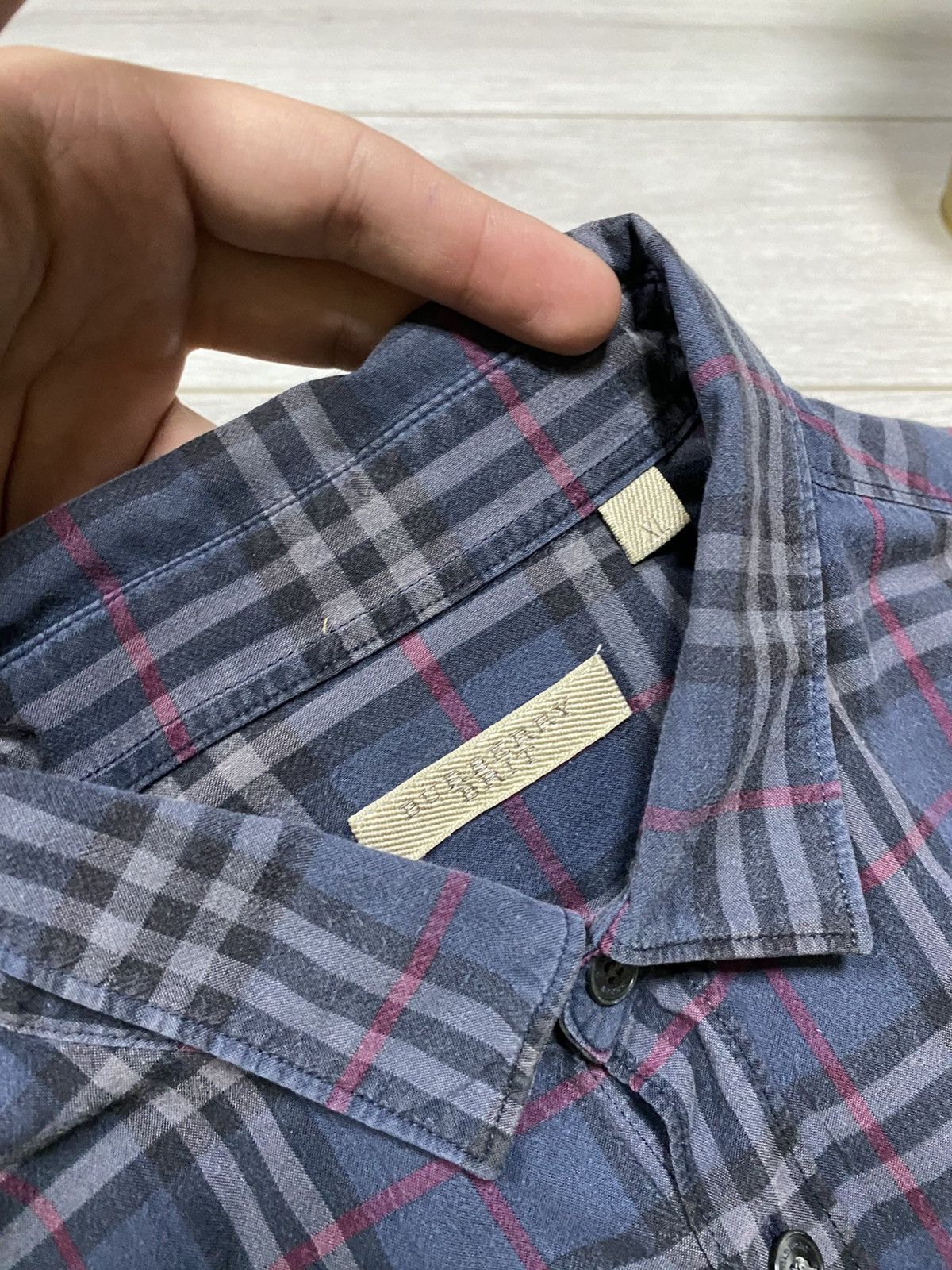 Burberry Burberry Brit shirt nova check dark blue overprint vintage Size US XL / EU 56 / 4 - 5 Thumbnail