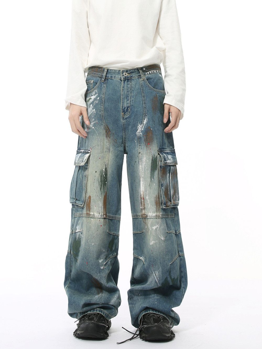 Japanese Brand Retro loose graffiti pocket jeans Size US 32 / EU 48 - 5 Thumbnail
