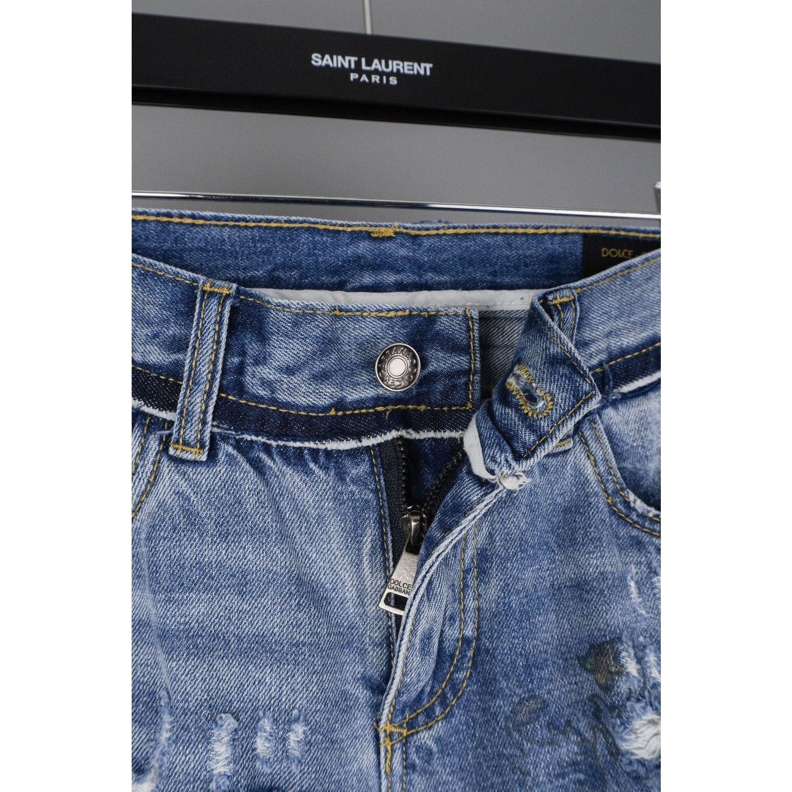 Dolce & Gabbana Dolce gabbana light blue printed ripped denim pants jeans Size US 30 / EU 46 - 10 Thumbnail