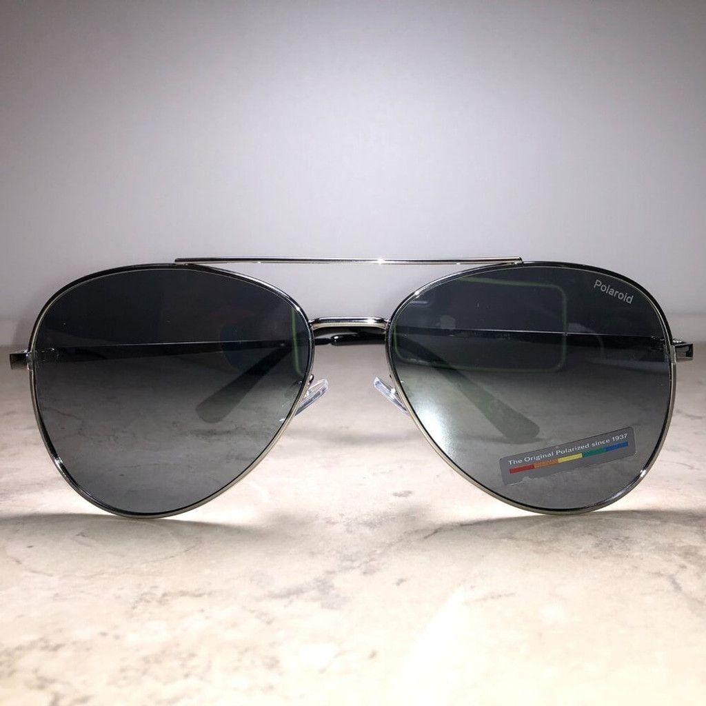 Polaroid Polaroid Silver & Black Polarized Aviator Sunglasses Size ONE SIZE - 3 Thumbnail