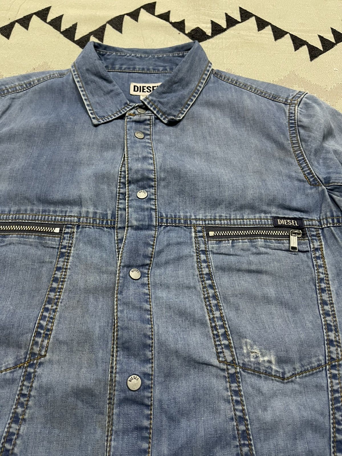 Diesel 2000s DIESEL BLUE DENIM BLOUSE WESTERN SNAP BUTTON SHIRT Size S / US 4 / IT 40 - 8 Thumbnail