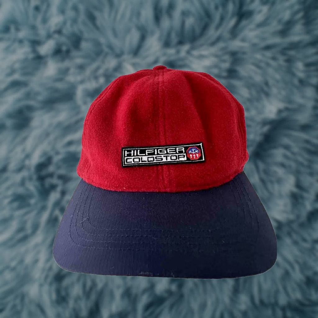 Tommy Hilfiger VINTAGE Tommy Hilfiger Hat Cap Red Fleece Blue Brim 90s VTG Strapback Coldstop Men Size US M / EU 48-50 / 2 - 1 Thumbnail