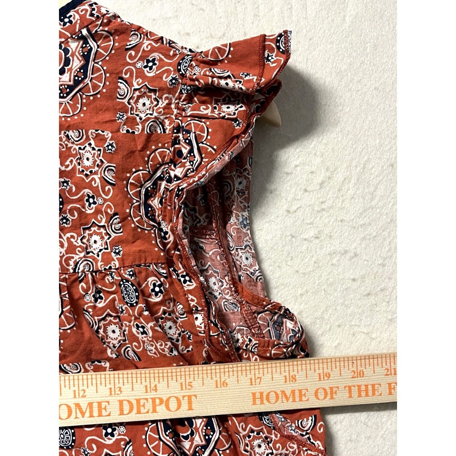 Vintage Ivy Jun & Ivy Kingsley Print Top Blouse XL Women Orange 100% Cotton Short Sleeve Pullover Womens XL Orange Ivy Kingsley Print Top Size XL / US 12-14 / IT 48-50 - 3 Thumbnail