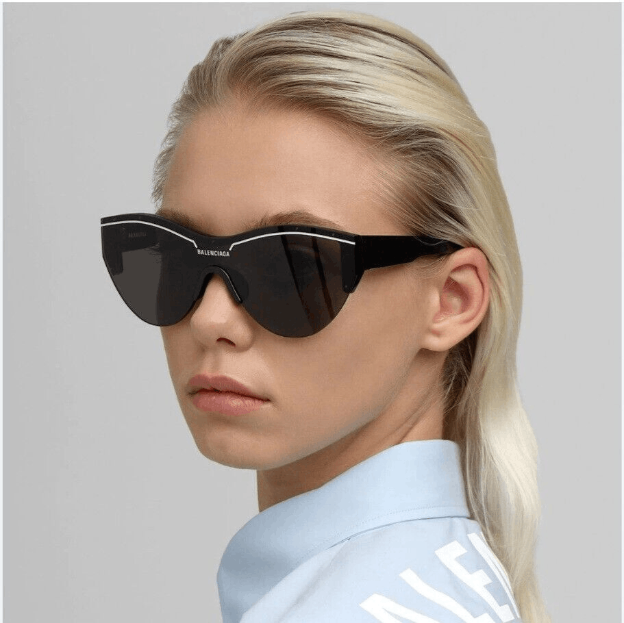 Balenciaga NEW Balenciaga BB0004S 001 Grey Shield Unisex Sunglasses Size ONE SIZE - 13 Thumbnail
