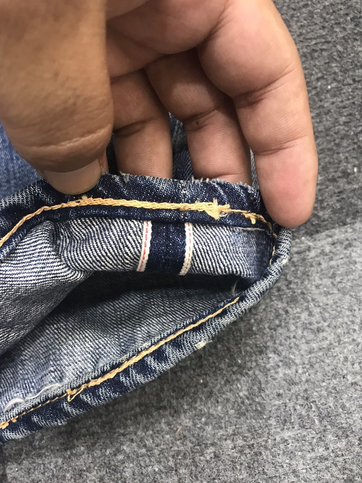 Japanese Brand fin&Sons Japan Distressed Redline Selvedge Jeans Size US 34 / EU 50 - 10 Thumbnail