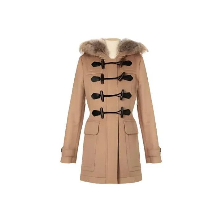 Burberry Burberry Hooded Casual Coat with Fur Trim 0079 Size S / US 4 / IT 40 - 1 Thumbnail
