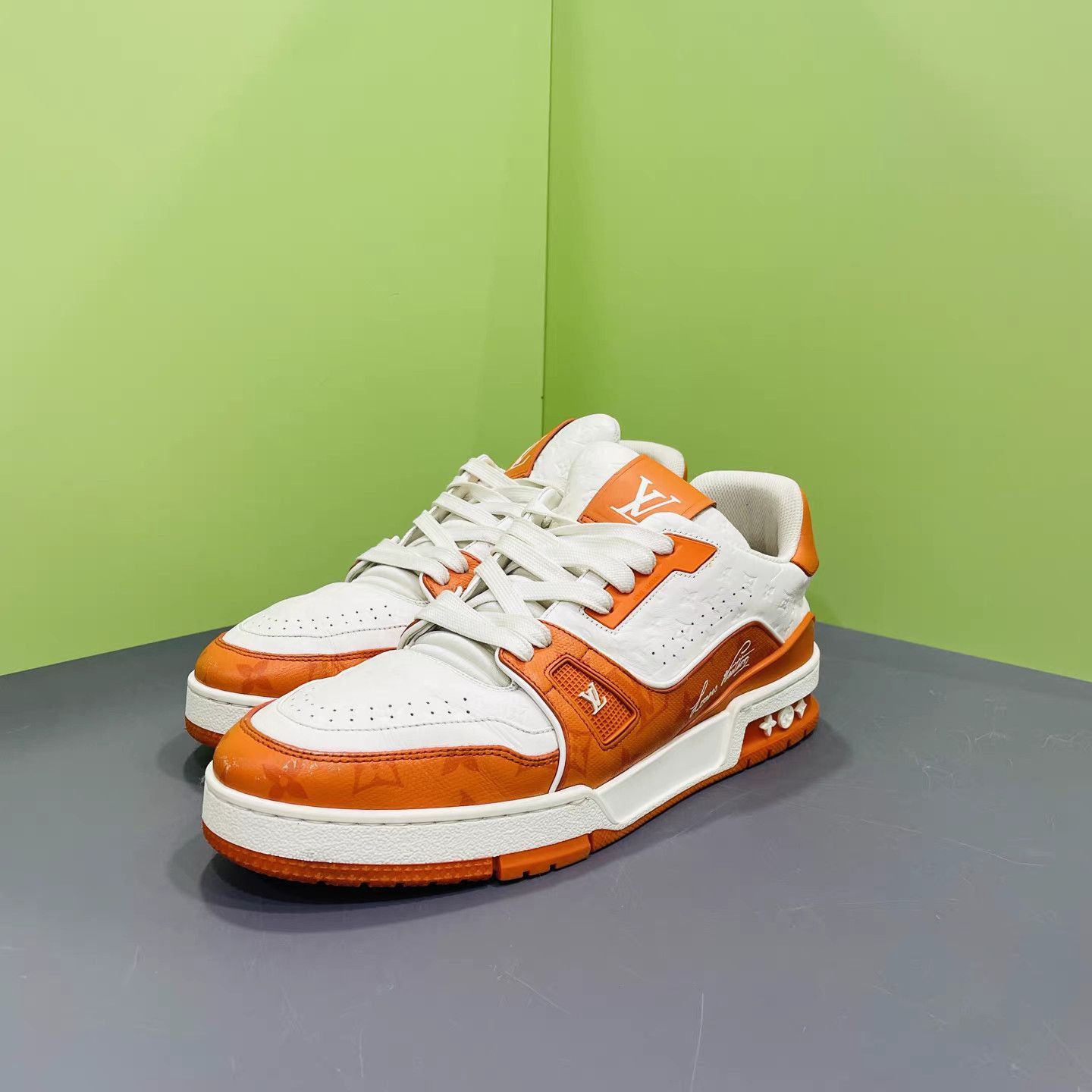 Louis Vuitton Orange Low-Top Sneakers Size 8 Size US 8 / EU 41 - 1 Thumbnail