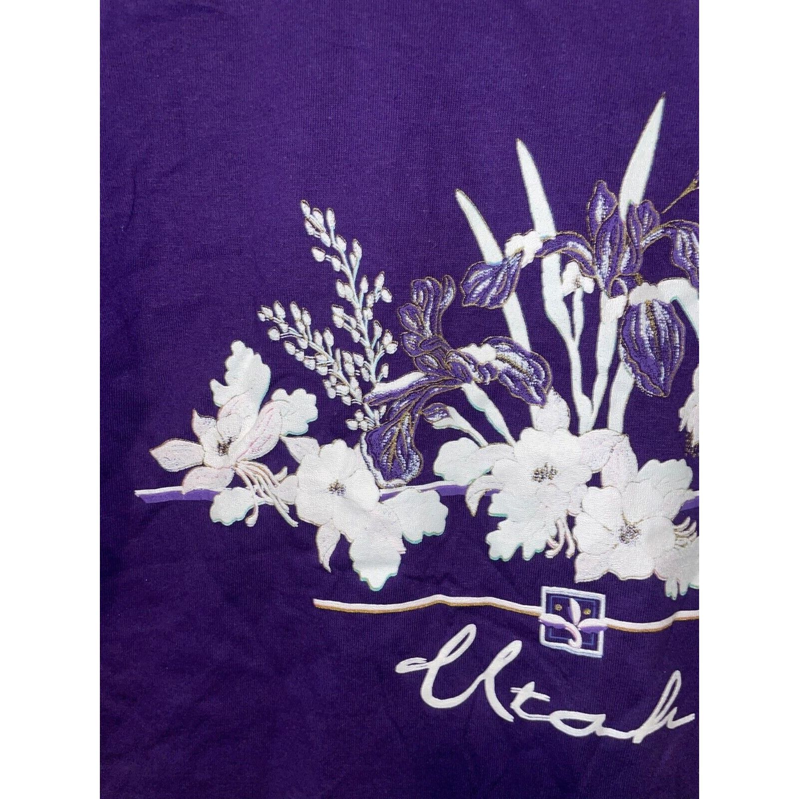Jerzees Vintage Utah Shirt Wildflowers Flower Purple Tee USA 90s M Size US M / EU 48-50 / 2 - 2 Thumbnail