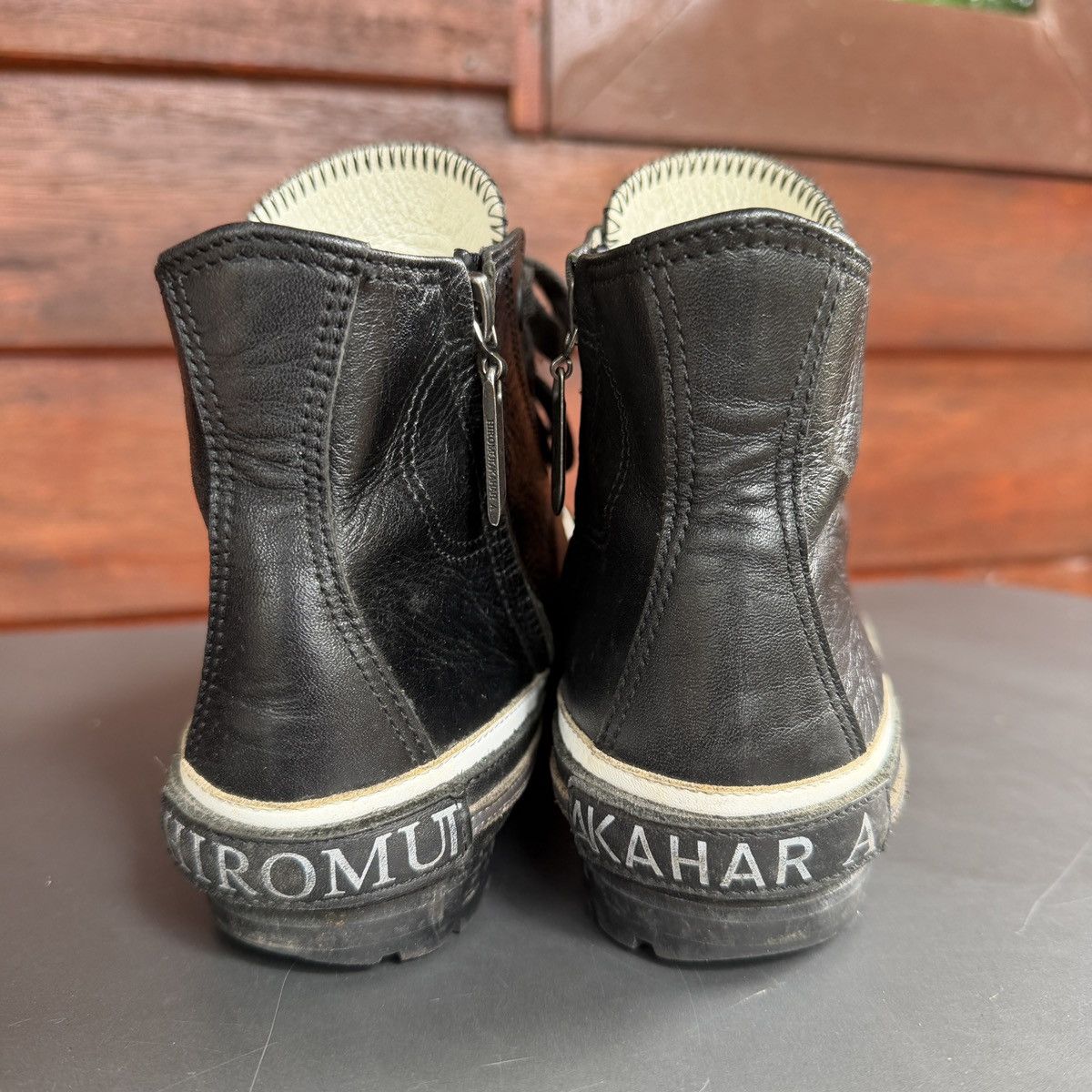 Hiromu Takahara Grunge Hi-Top Leather Sneakers