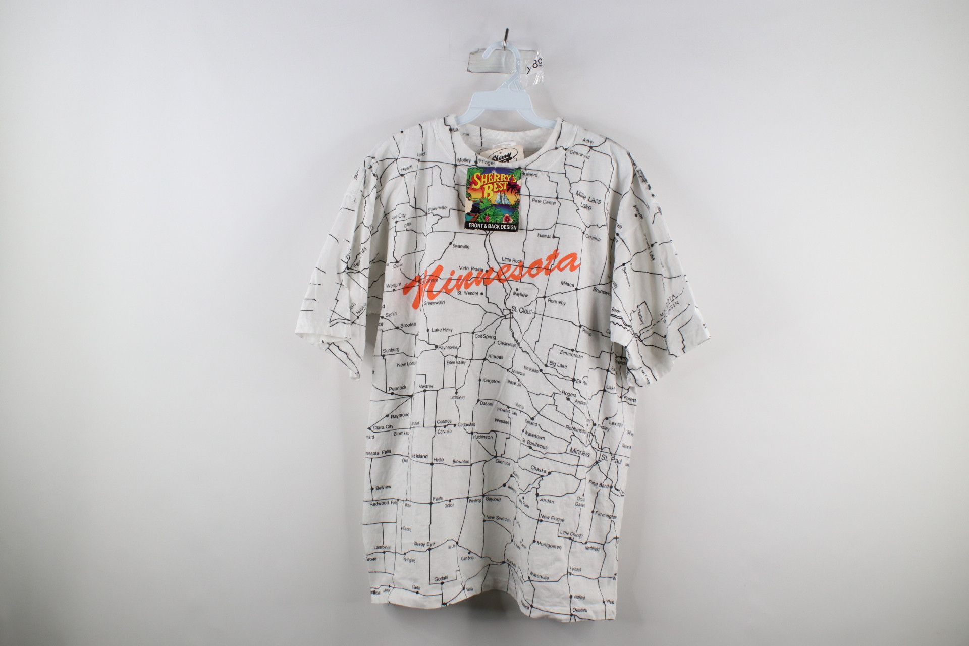 Image of Deadstock Vintage 90's Minnesota Map Short Sleeve T-Shirt in White, Men's (Size XL)