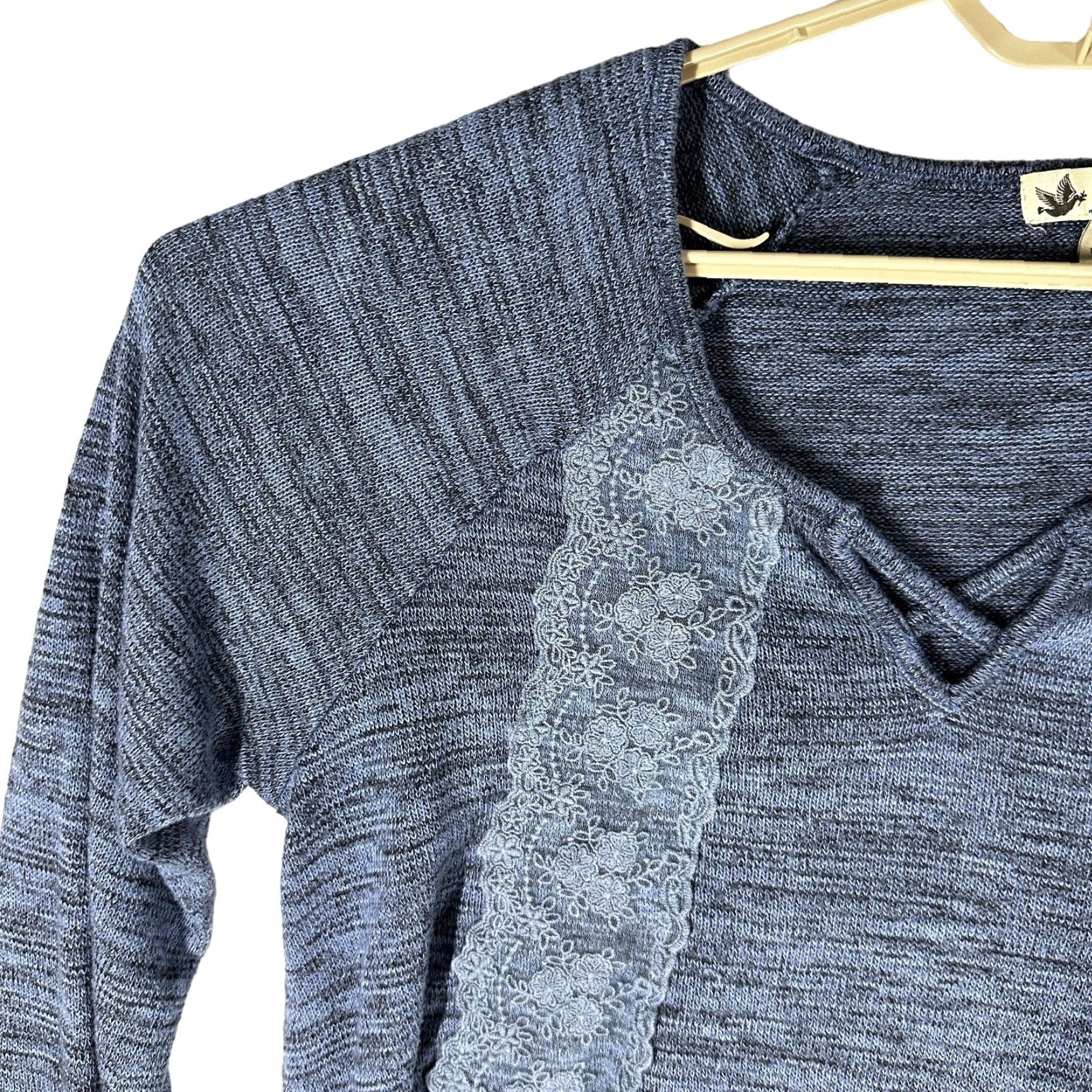 Vintage Unity Blue Bohemian Tunic Sweater XL Long Sleeve V-Neck Women Size XL / US 12-14 / IT 48-50 - 4 Thumbnail