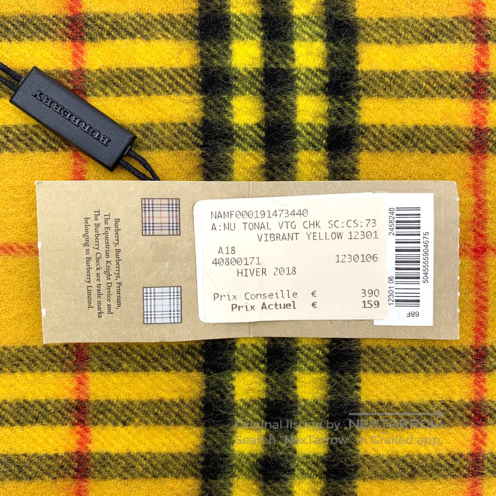 Burberry Burberry Yellow Plaid Cashmere Fringe Scarf| Size ONE SIZE - 8 Thumbnail