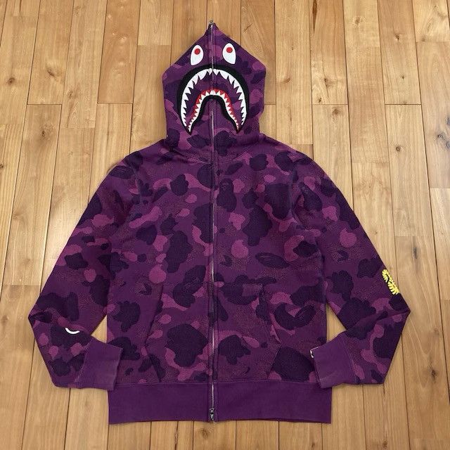Bape BAPE Jacquard Camo Shark Full Zip Hoodie purple camo APE Size US M / EU 48-50 / 2 - 1 Thumbnail