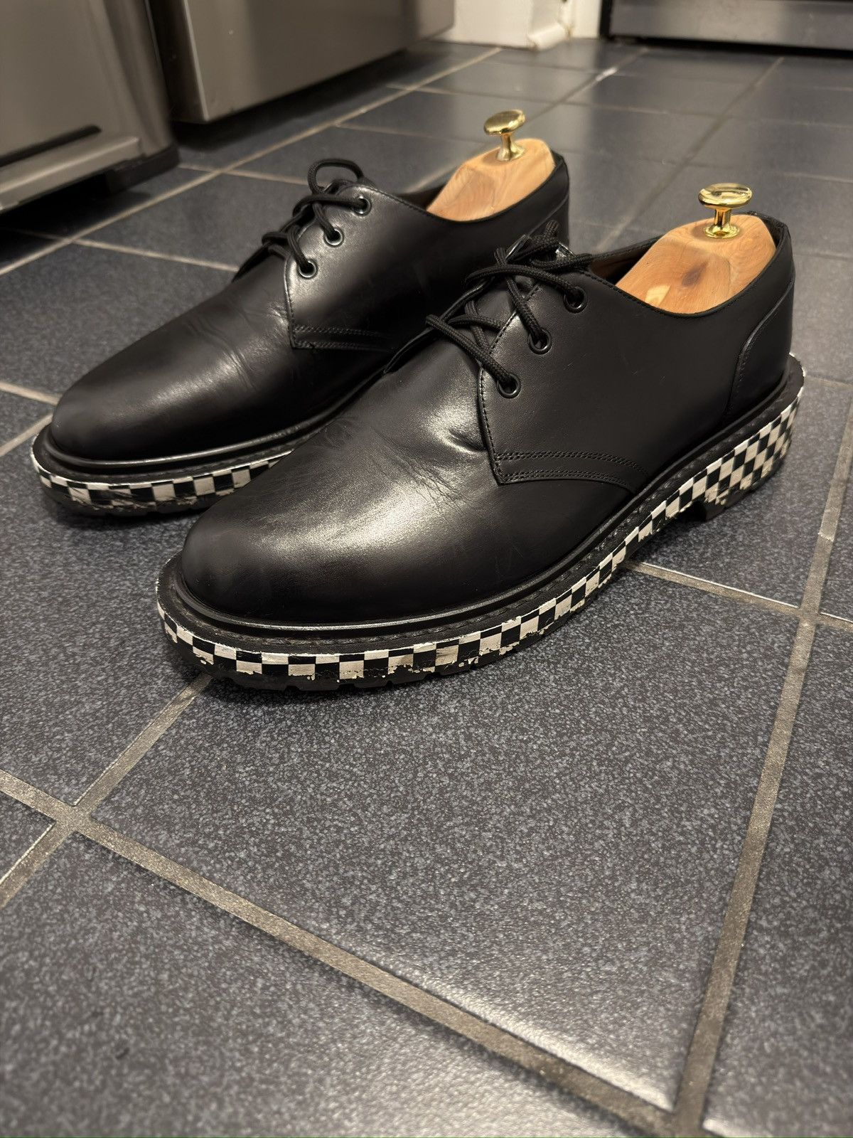 Celine CELINE HOMME Ranger Printed Leather Derby Shoes Black Size US 12 / EU 45 - 4 Thumbnail