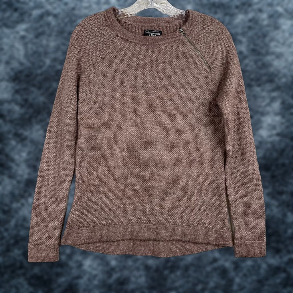 Abercrombie & Fitch Abercrombie & Fitch Sweater Womens XS Pink Shoulder Zip Waffle Knit Stretch Size XS / US 0-2 / IT 36-38 - 1 Thumbnail