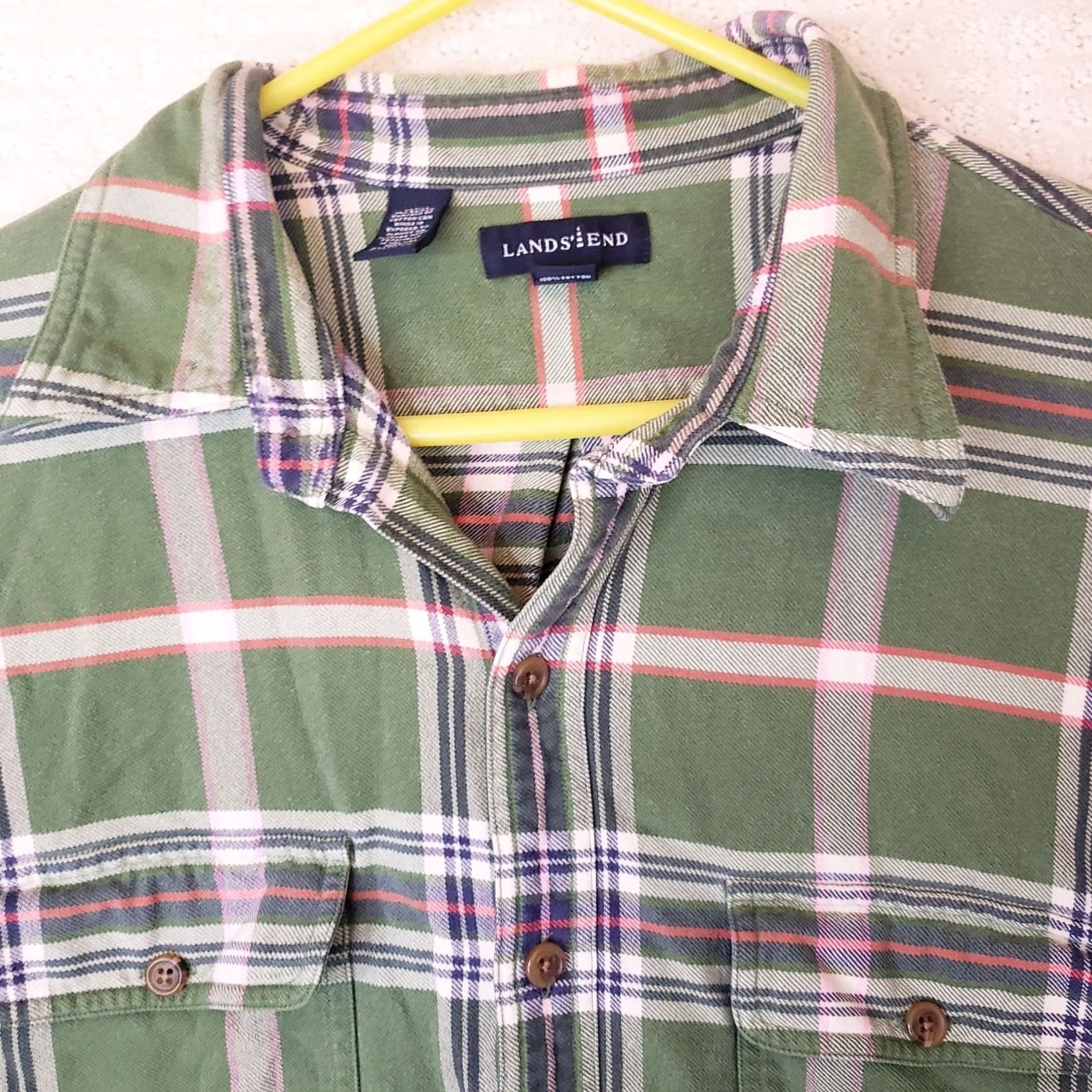 Lands' End VINTAGE Lands' End Flannel Shirt Men's XL Green Plaid Check Outdoors 17-17.5 Question? Size US XL / EU 56 / 4 - 5 Thumbnail