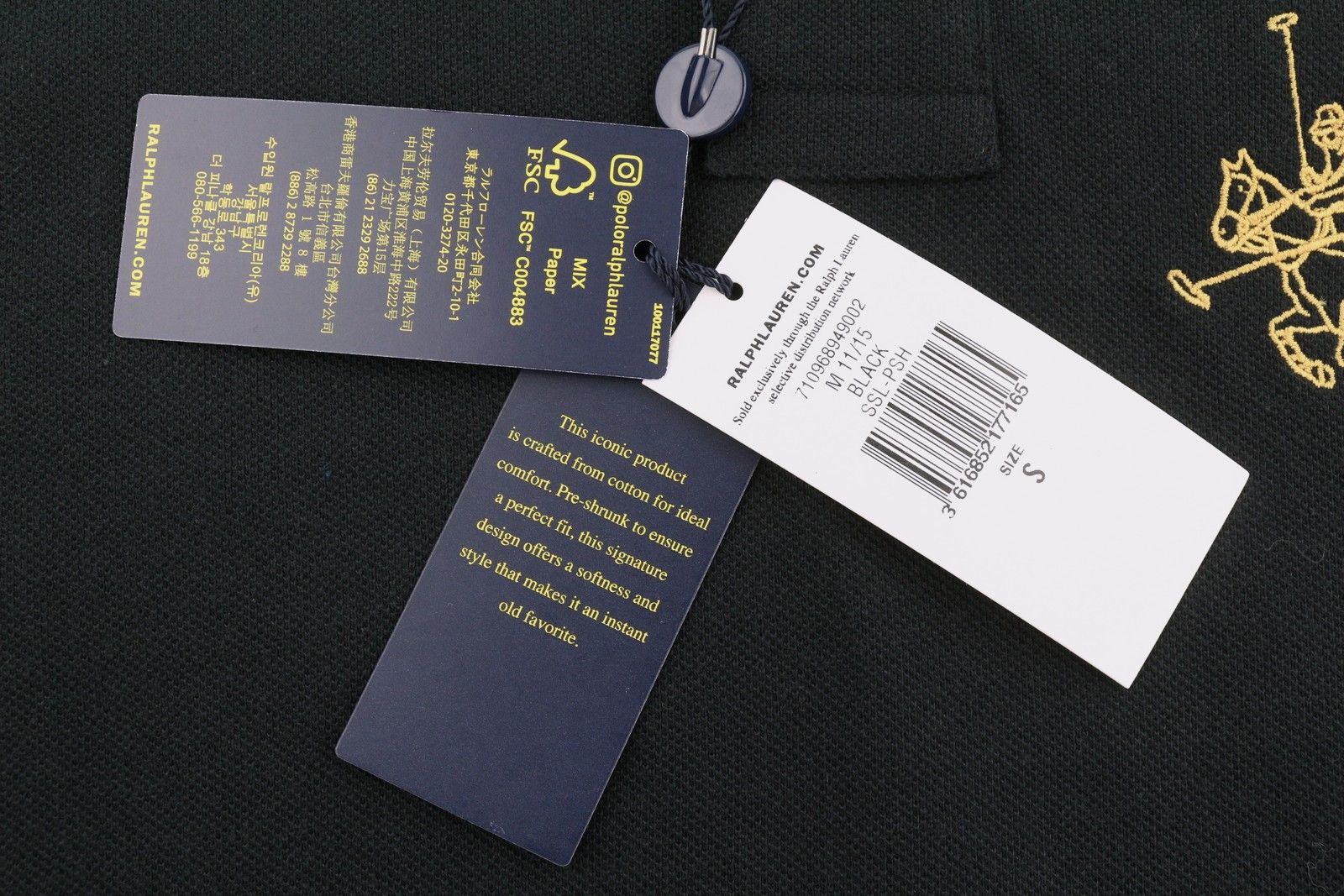 Ralph Lauren CUSTOM SLIM FIT S Black Cotton Embroidered 87897 Size US S / EU 44-46 / 1 - 9 Thumbnail