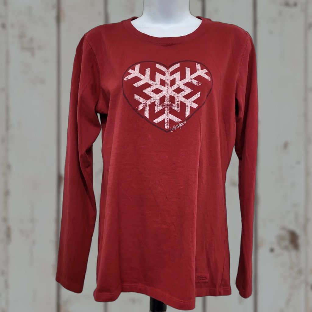 Life is Good Life Is Good Shirt Womens Size M Red LongSleeve Snowflake Heart Logo Classic Fit Shirt Womens M Red LongSleeve Snowflake Heart Logo Classic Fit Size M / US 6-8 / IT 42-44 - 1 Thumbnail