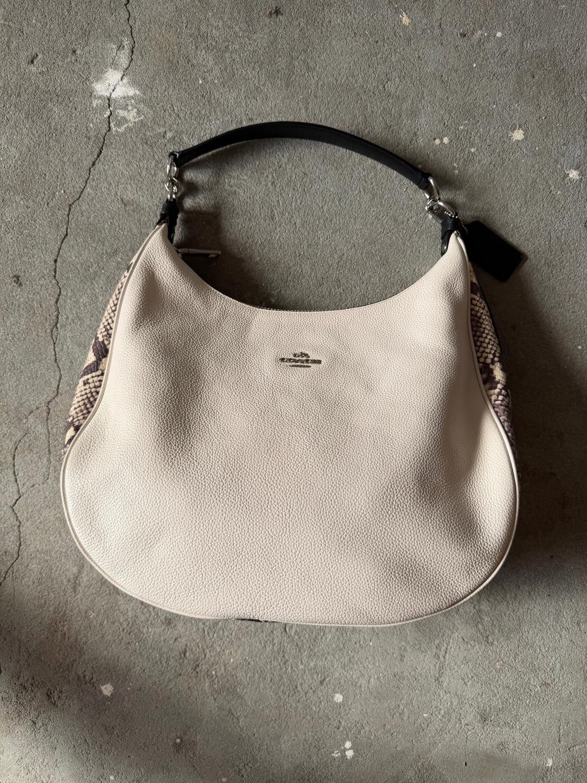 Coach Coach Harley Hobo Leather Snakeskin Shoulder Bag White Size ONE SIZE - 1 Thumbnail