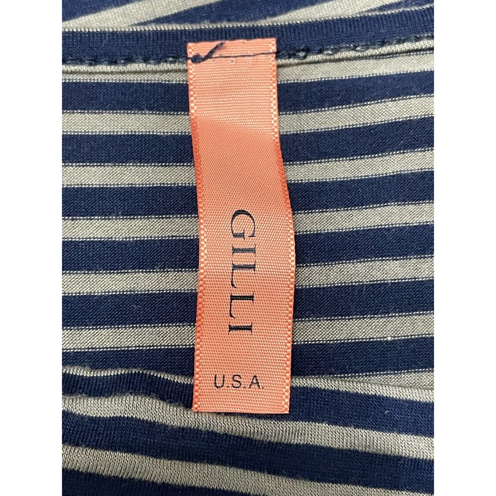 Other Gilli Sheath Dress Knit Fabric Drape Neck Stripe Blue/Gray L Size L / US 10 / IT 46 - 7 Thumbnail