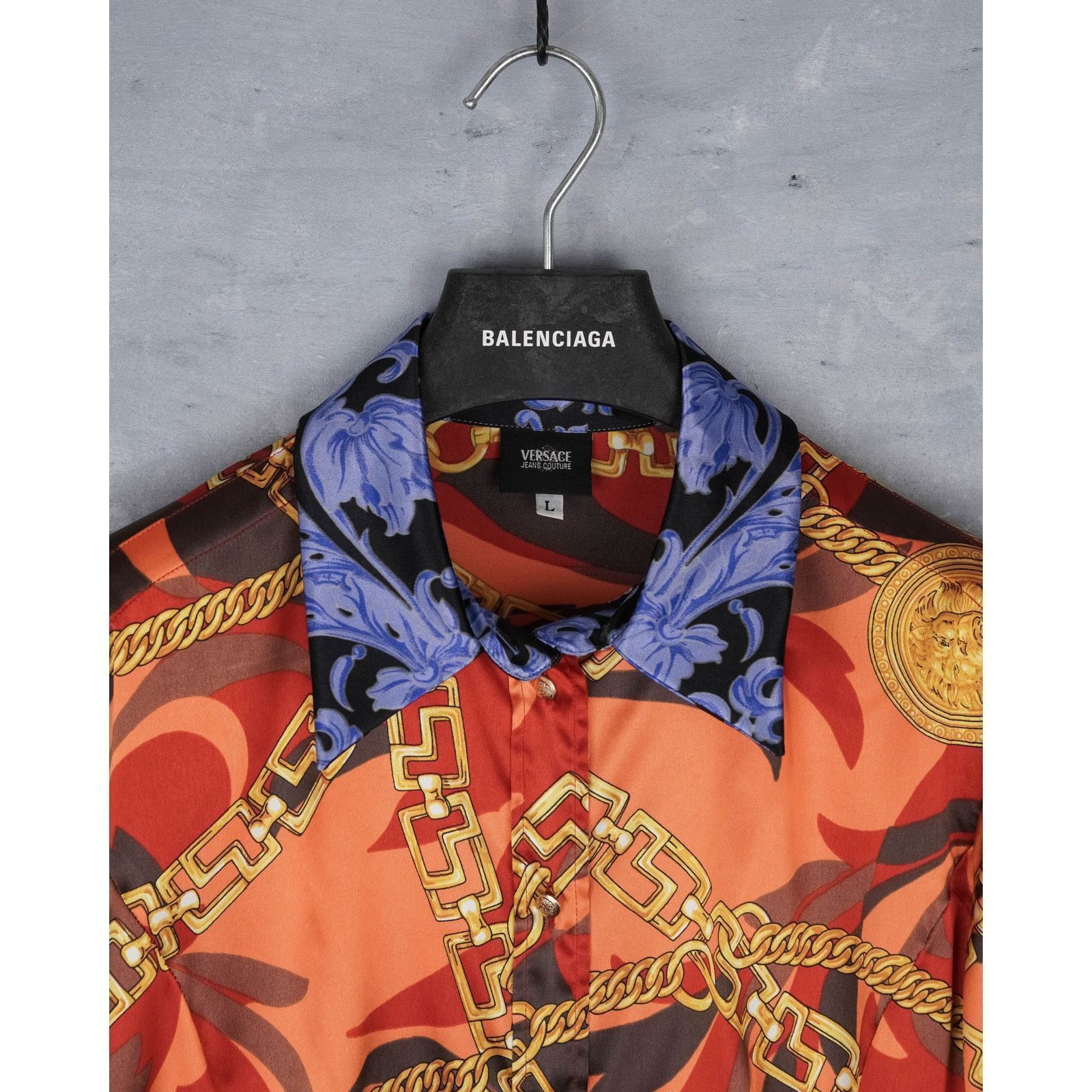 Versace Jeans Couture Versace jeans couture multicolor baroque chain print shirt Size L / US 10 / IT 46 - 3 Thumbnail