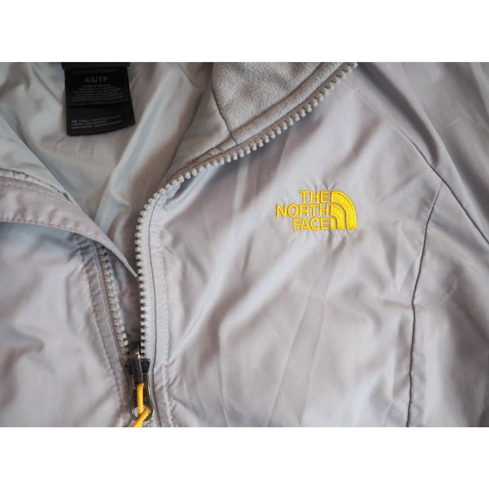 The North Face VINTAGE The North Face TNF Stone Gray Yellow Zip Nylon Puffer Jacket Womens XS Size XS / US 0-2 / IT 36-38 - 4 Thumbnail