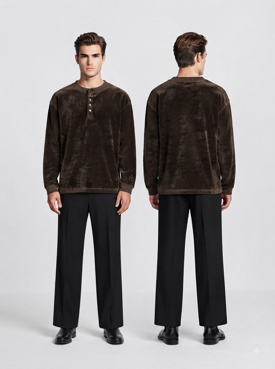Christian Dior Monsieur Rare🔥Christian Dior Vintage Velour Velvet Shirt Size L / US 10 / IT 46 - 1 Thumbnail