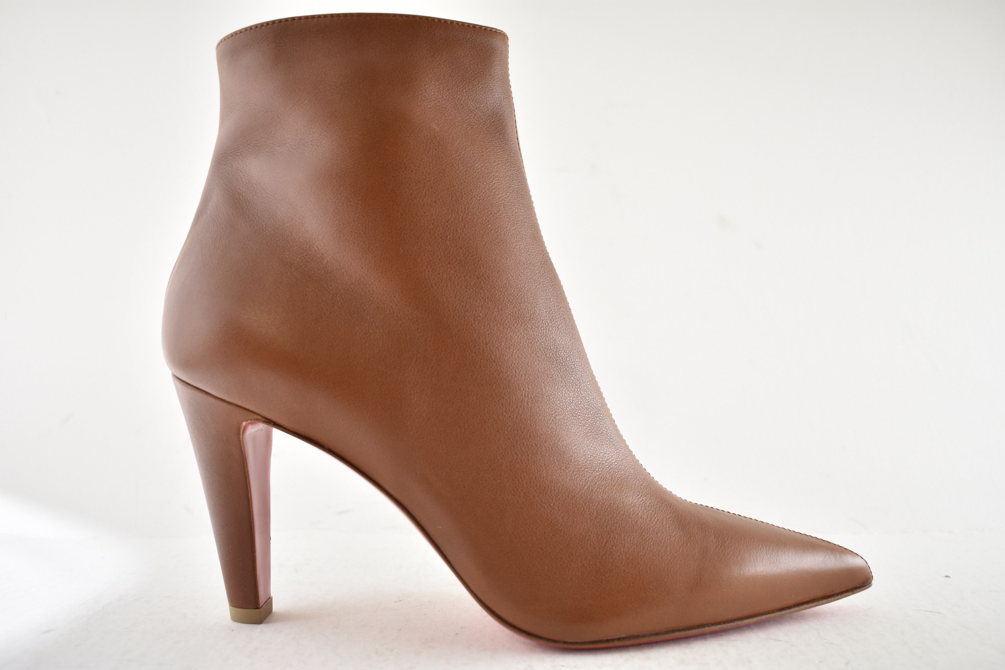 Christian Louboutin Vibella Booty 85 Brown Calf Leather Pointed Heel Bootie 37 Size US 7 / IT 37 - 2 Thumbnail