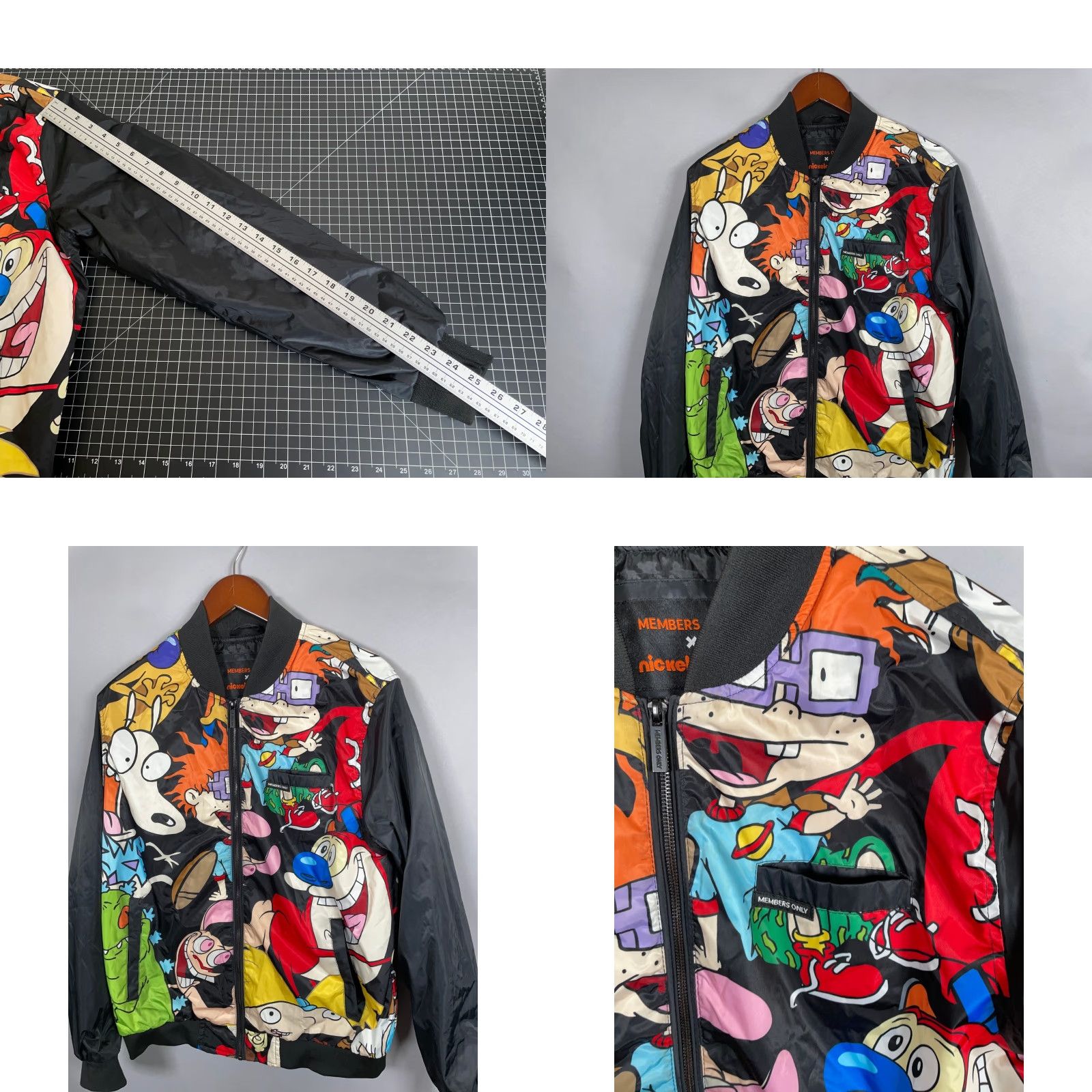 Members Only Members Only Nickelodeon Bomber Jacket Adult Medium Black Zip Full Zip Pockets 90s Cartoon Retro Men Size US M / EU 48-50 / 2 - 8 Thumbnail
