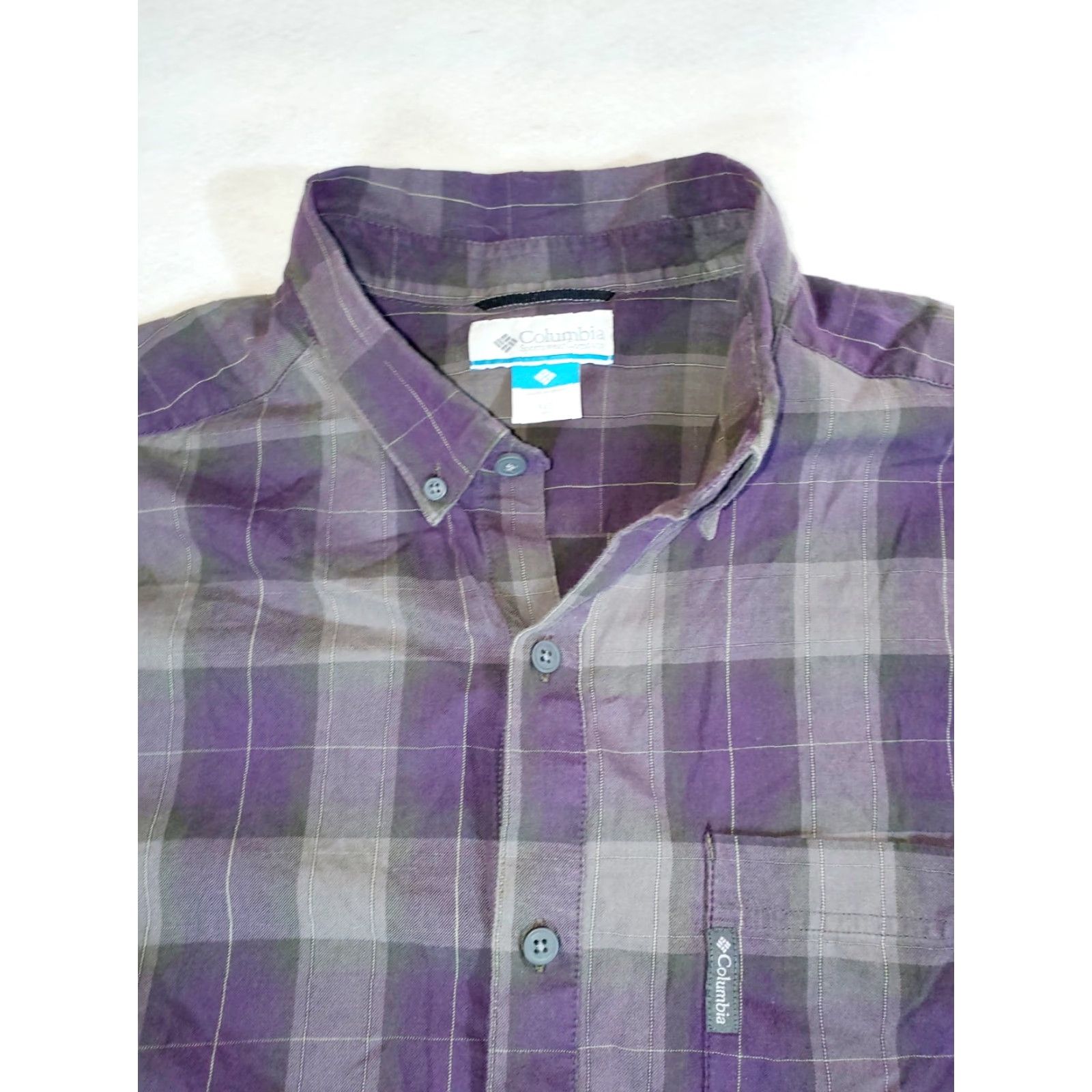Vintage Columbia Sportswear Shirt Men Purple/Gray/Black Plaid Long Sleeve Button-Down XL Mens Size US XL / EU 56 / 4 - 2 Thumbnail