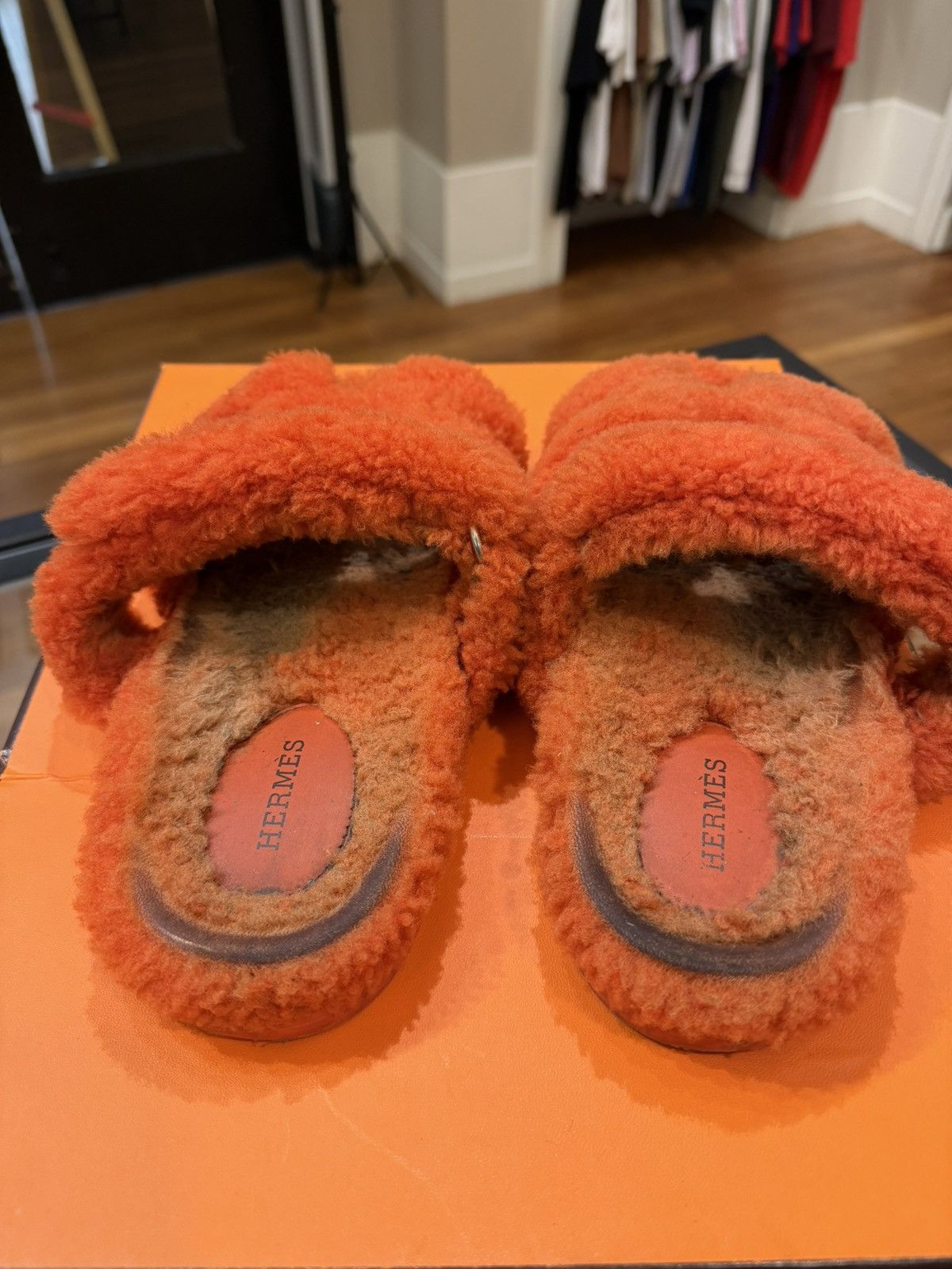 Hermes Hermes Chypre Wool Sandals - Orange Size US 9 / IT 39 - 6 Thumbnail
