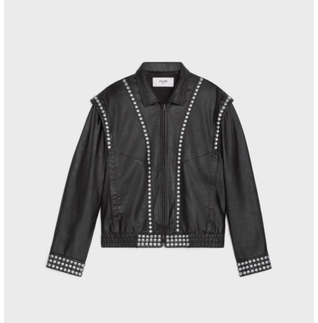 image of Celine O1W1Db10324 Studs Jacket In Black, Men's (Size XL)