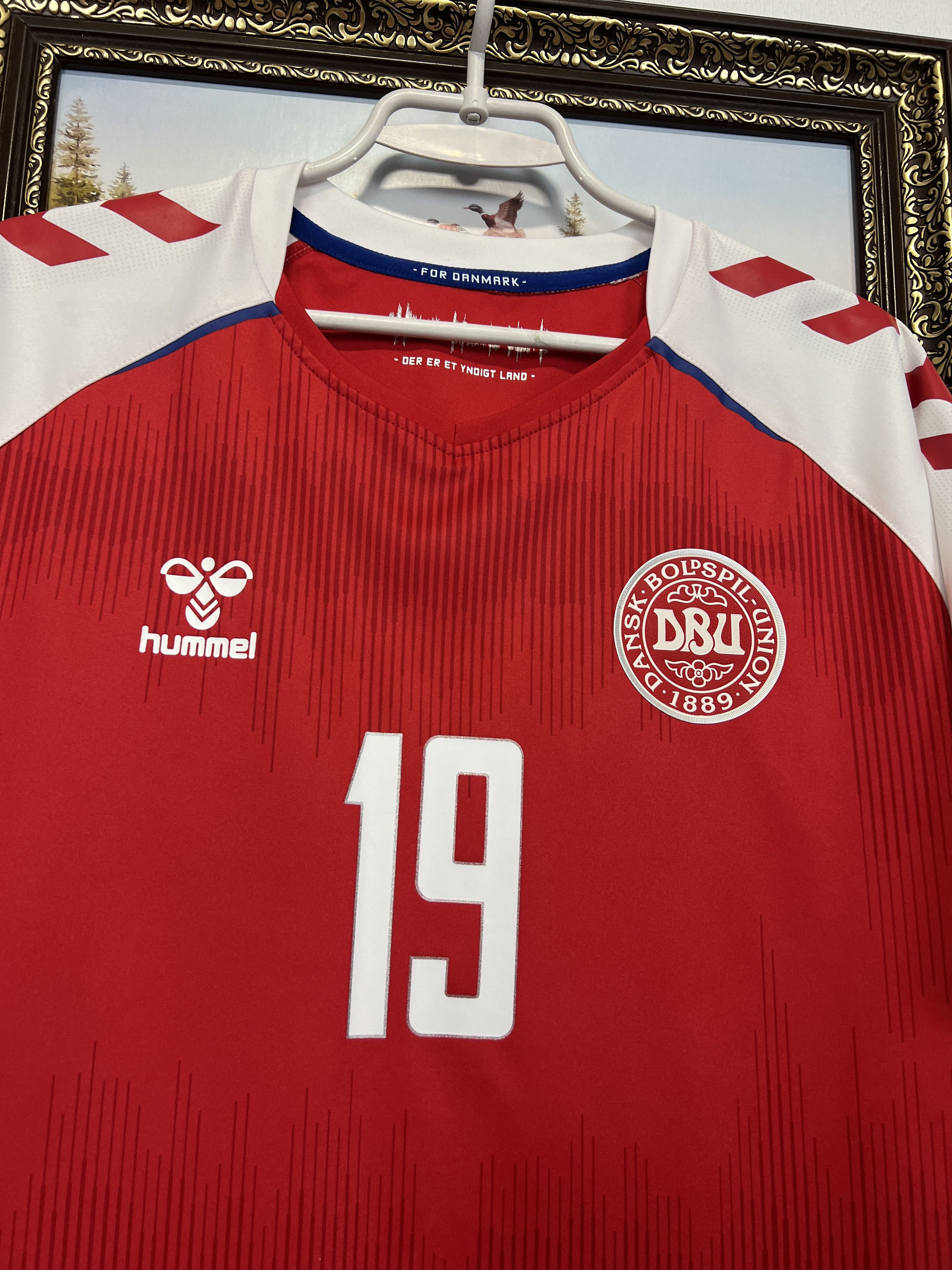 Hummel Denmark football shirt Soccer #19 Wind Jersey Trikot Rare Size US XL / EU 56 / 4 - 3 Thumbnail