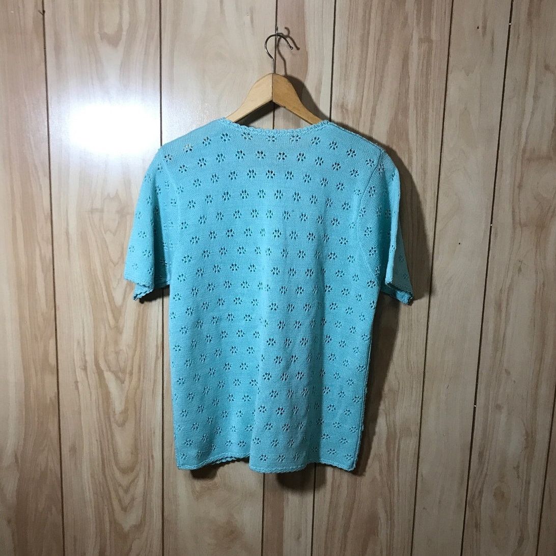 Other Jaclyn Smith Vintage Blue V-Neck Short Sleeve Sweater M Size M / US 6-8 / IT 42-44 - 2 Thumbnail