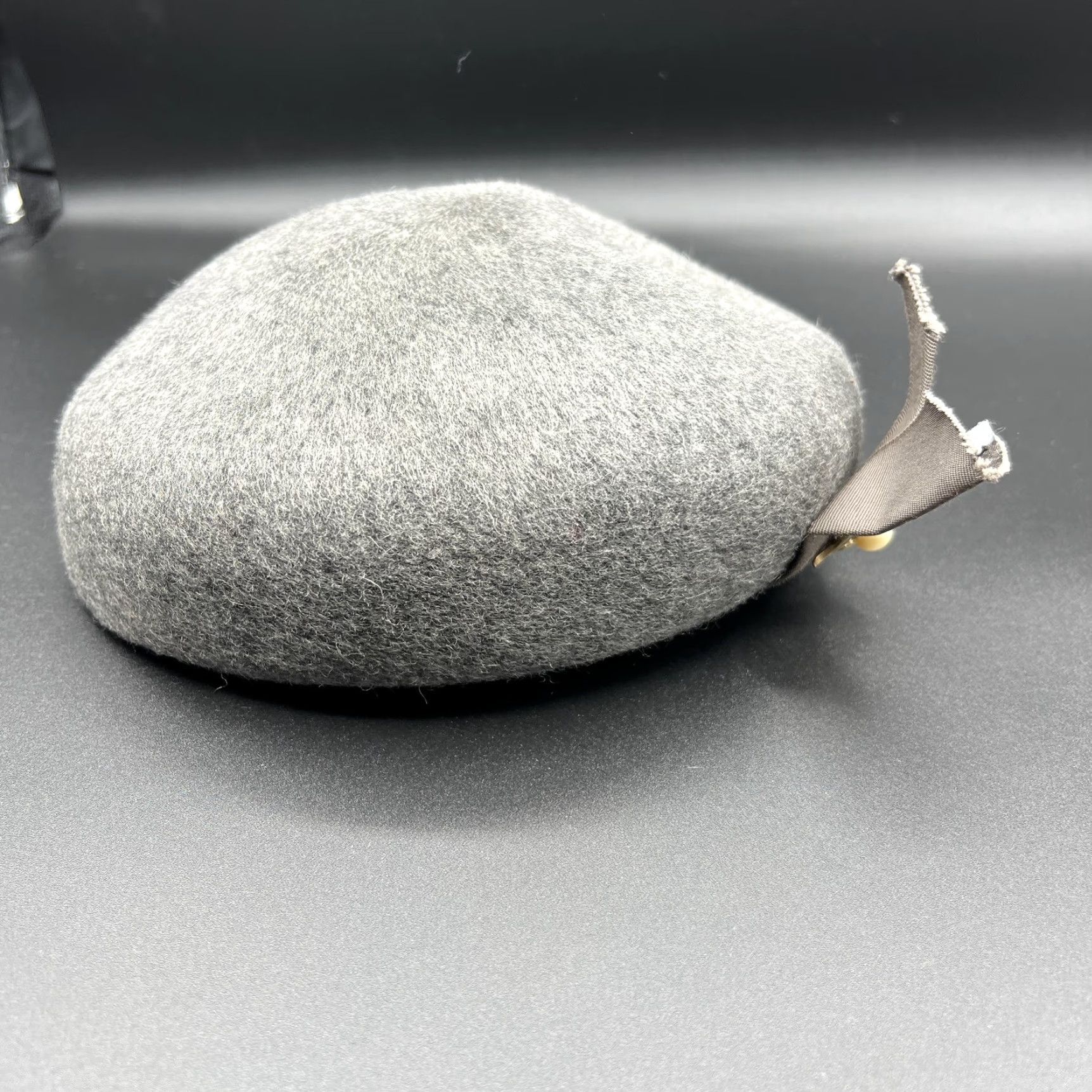 FELT Glenover Hat Womens One Size Gray Wool Felt Beret Bow Pearl Rhinestone Size ONE SIZE - 5 Thumbnail